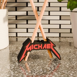 Personalized Metal Band Style Drumstick Display | Personalized Gift for Musician | Gift for Drummer | Drum Stick Stand | Drums Gift