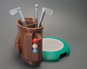 Posavasos para taza o bolígrafo con diseño de minigolf para escritorio, regalo de golf personalizado para papá, regalo de golf para el Día del Padre, regalo deportivo para cubículo de mesa.