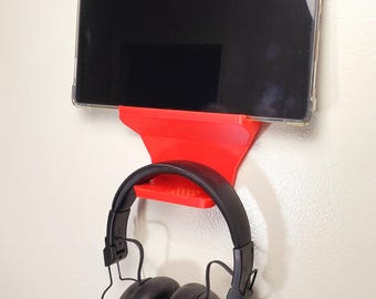 Wall Mount Phone Shelf with Storage for Air Pods or Headphones | Tablet or iPad Holder for Home Gym Fitness Accessory | Home Gym Media Hub
