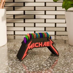 Personalized Metal Band Style Guitar Pick Holder | Personalized Gift for Musician | Gift for Guitarist | Guitar Pick Display | Guitar Gift
