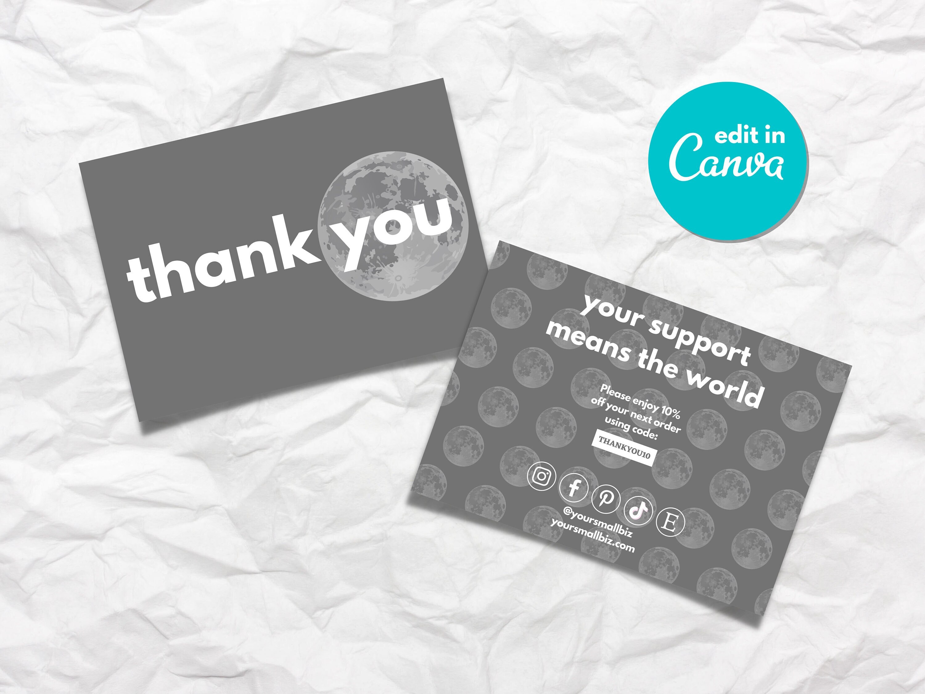 PRINTABLE Thank You for Your Order Card, Thank You for Your Purchase Note,  Customizable Small Business Cards, Vistaprint Thank You Cards