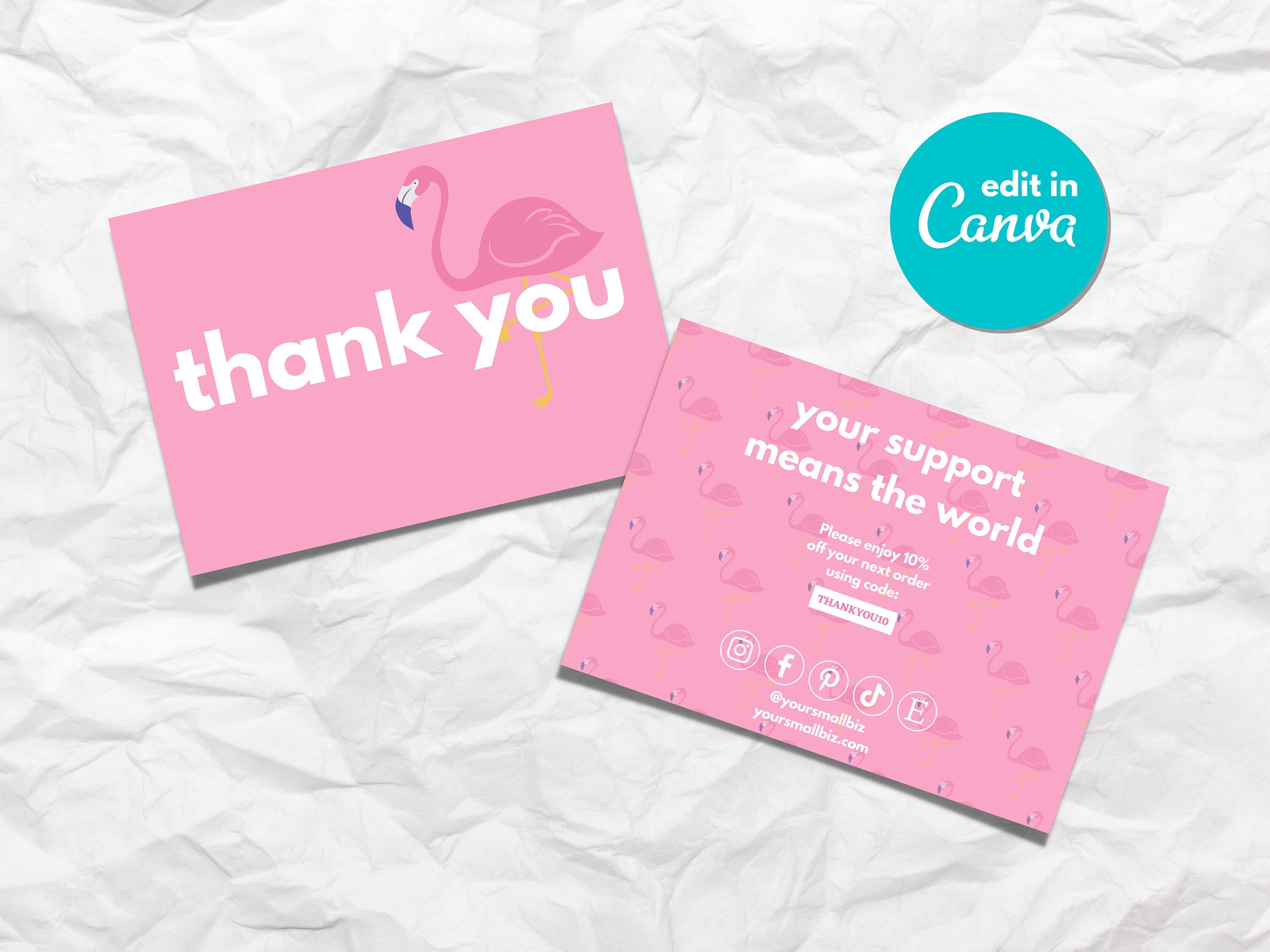 PRINTABLE Thank You for Your Order Card, Thank You for Your Purchase Note,  Customizable Small Business Cards, Vistaprint Thank You Cards