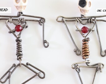 Skeleton Pendant Necklaces, Sterling , Copper