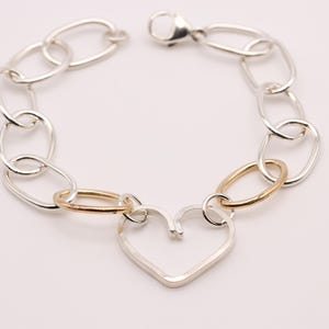 Heart Link Charm Bracelet - Handcrafted with Love in Gold and Sterling Silver
