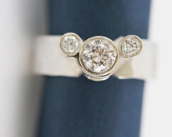 Sterling Silver Mouse Ring with Three Cubic Zirconia Stones