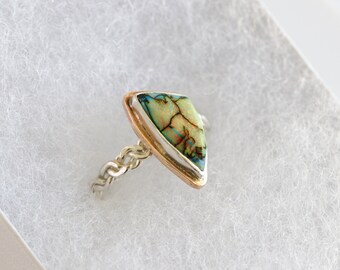 Sterling Opal On Silver Braided Ring