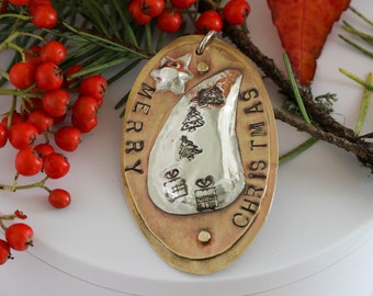 Christmas Cheer: Mixed Metal Merry Christmas Pendant