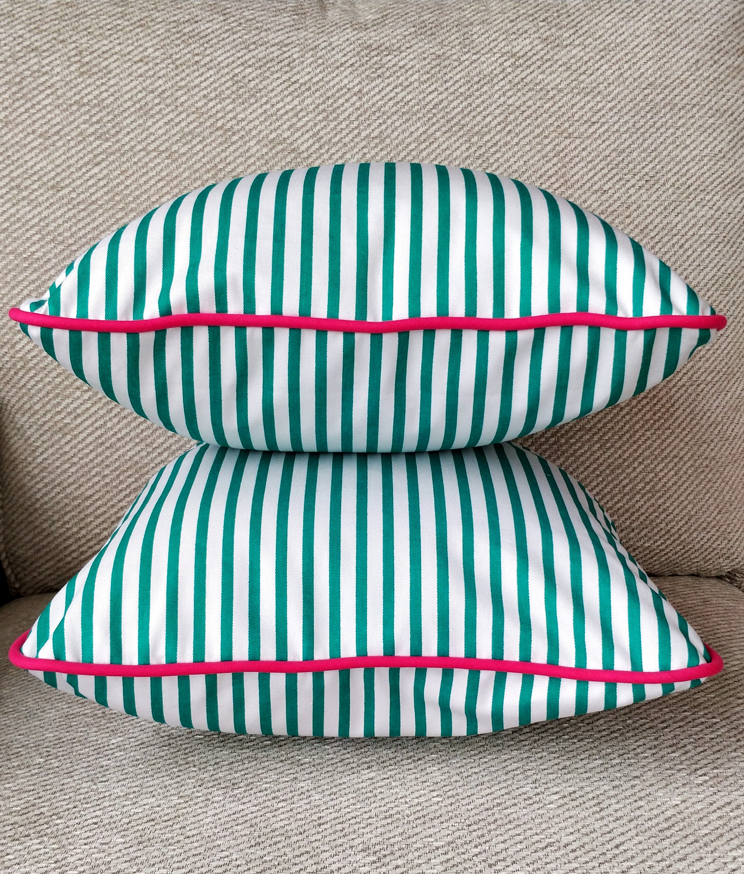 Picnic Stripe & Contrast Piping Cushions Piping Linen Etsy