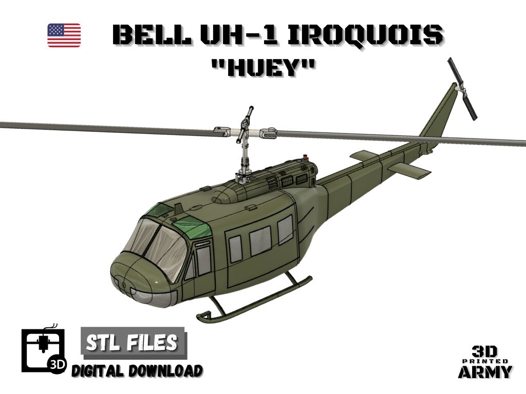 Bell UH1 huey Iroquois / STL Files for 3D Etsy