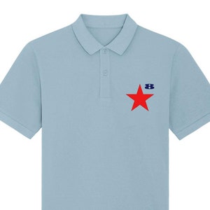 STAR: Sky Blue Embroidered Polo Inspired by Peter Blake and Paul Weller.  Small to 3XL