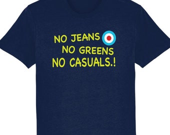 NO JEANS: T-Shirt Inspired by The Smart 80's Mod Scene Small to 4XL