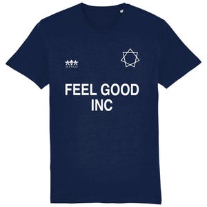 FEEL GOOD INC: Navy T-Shirt Inspired by Gorillaz, Damon Albarn & Football. Small to 4XL