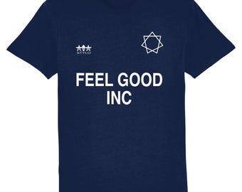 FEEL GOOD INC: Navy T-Shirt Inspired by Gorillaz, Damon Albarn & Football. Small to 4XL