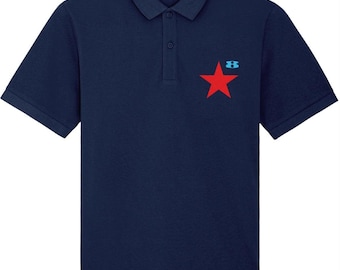 STAR: Navy Embroidered Polo Inspired by Peter Blake and Paul Weller. Small to 4XL