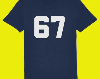 BESPOKE RETRO NUMBERS: Choose your Number(s) Premium Organic T-Shirt With Numbers in Ivy Style Numbers. Small to 4XL