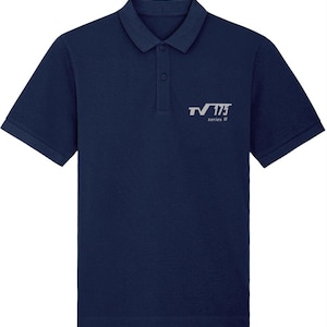 TV175 II: Navy Embroidered Polo Inspired by Classic Lambretta Scooters. Small to 4XL