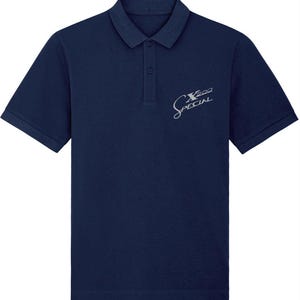 SX200: Navy Embroidered Polo Inspired by Classic Lambretta Scooters. Small to 4XL