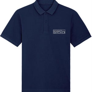 GP200: Navy Embroidered Polo Inspired by Classic Lambretta Scooters. Small to 4XL