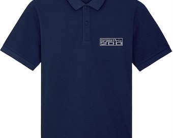 GP200: Navy Embroidered Polo Inspired by Classic Lambretta Scooters. Small to 4XL
