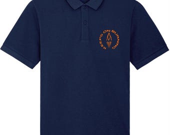 KEEPS ON BURNING: Navy Embroidered Polo Inspired by The Style Council. Small to 4XL