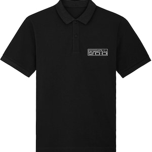 GP200: Black Embroidered Polo Inspired by Classic Lambretta Scooters. Small to 4XL