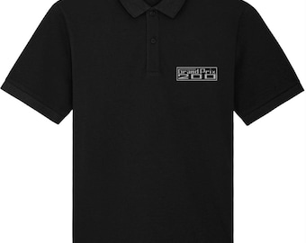 GP200: Black Embroidered Polo Inspired by Classic Lambretta Scooters. Small to 4XL
