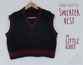 Handmade knitted chunky sweater vest/ tank top/ sleeveless jumper/ pullover