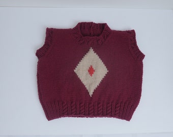 Handmade knitted baby/ toddle sweater vest/ vest/ tank top