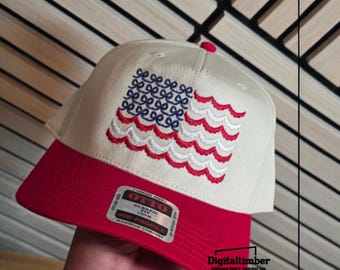American Flag Bow Embroidered Hat | Patriotic Otto Snapback Cap