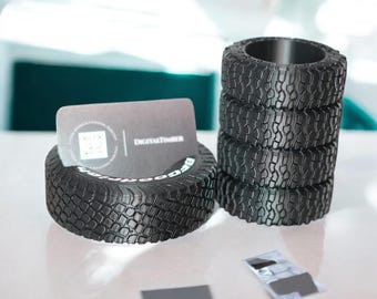 Tire Pen Holder & Business Card Display | Off-Road Desk Organizer Gift for Car Enthusiasts