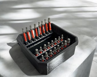 Drill Bit Holder | PETG Short Organizer for Low-Profile Bins (Holds 8)