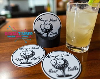 Golf Coasters Set | Funny Bar Coasters with Holder