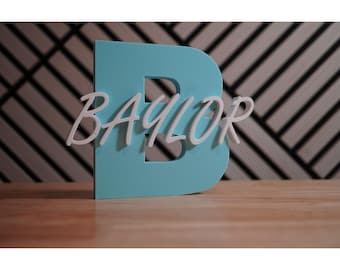 Personalized Wooden Name Sign, Large Initial Nursery Sign, Kids Room Wall Decor