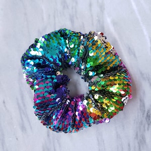 Rainbow Oversized Reversible Sequins Flippy Scrunchie