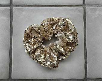 Gold Oversized Reversible Sequins Flippy Scrunchie