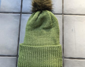 Green Trendy Knitted Winter Hat/Beanie