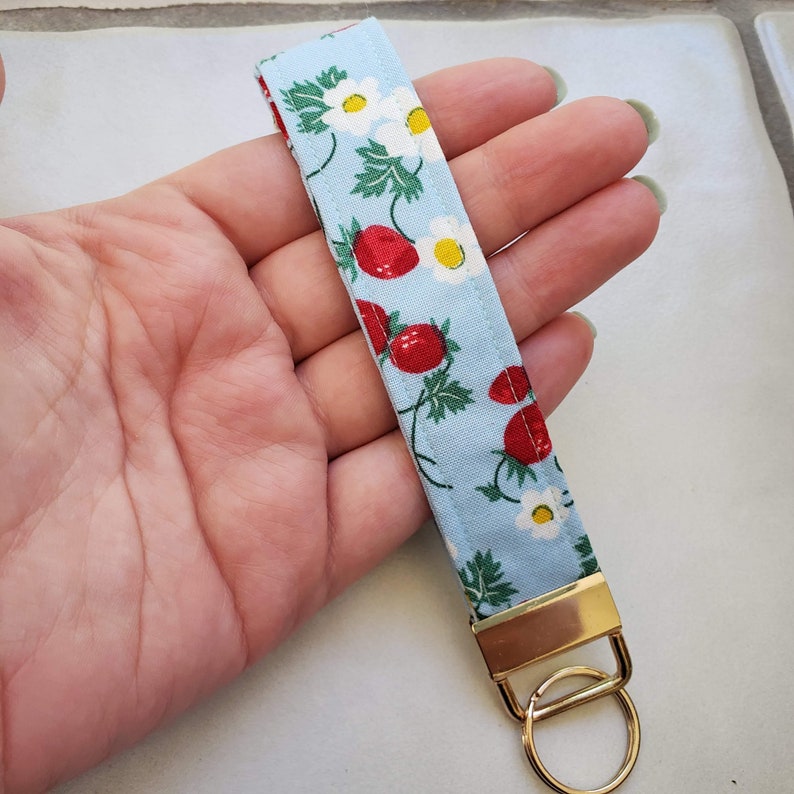 Strawberry Key Fob Wrist Lanyard Strap image 5