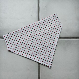 Red Green and Silver Polka Dot Christmas Medium Over the Collar Dog/Pet Bandana