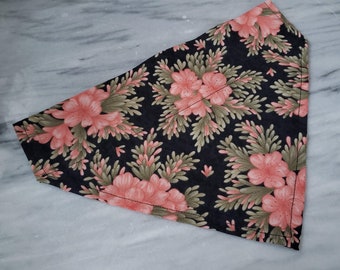 Pink Flowers Medium Over the Collar Dog Bandana