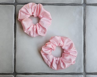 Light Pink Satin Scrunchies