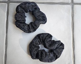 Glittery Navy Blue Scrunchie