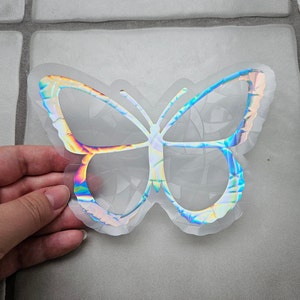 Beautiful Holographic Rainbow Butterfly Suncatcher, Window Cling, Prism, Vinyl Window Decal