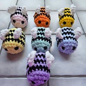 Super Cute Handmade Crochet Bee Plushie Amigurumi Soft and Squishy in a Variety of Colors