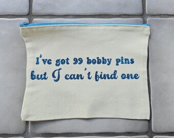 Bobby Pins Canvas Cotton Makeup Bag Pouch