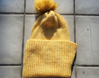 Golden Trendy Knitted Winter Hat/Beanie
