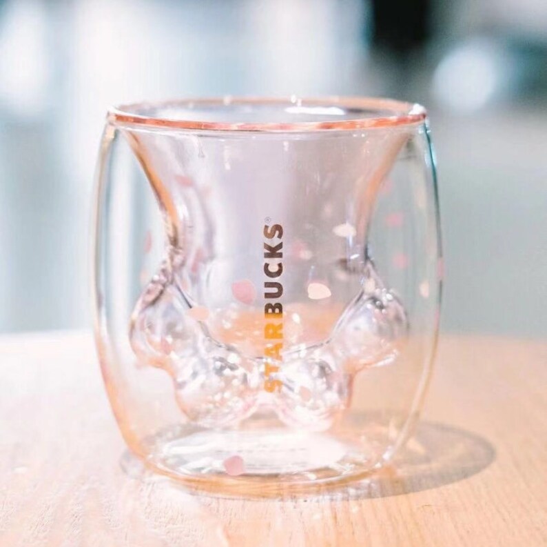 starbucks cat paw glass