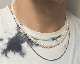 Collier DORIEN || Collier de perles de grande qualité, collier de perles d’eau douce, collier de perles pour hommes, collier de perles pour femmes.