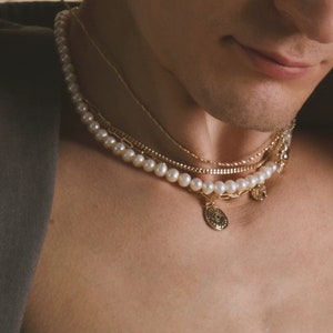 DORIAN necklace Great quality pearl necklace, freshwater pearl necklace, men pearl necklace, women pearl necklace. image 5