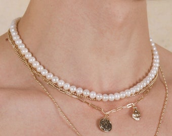 DORIAN necklace  // Waterproof edition! Great quality real rounded pearls with stainless steel closure