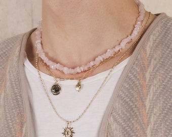 ROSE necklace // Pink quartz beads with sterling silver or a gold plated stainless steel closure